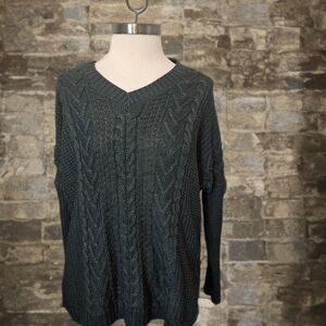 Natural Reflections Dark Green V-Neck Sweater